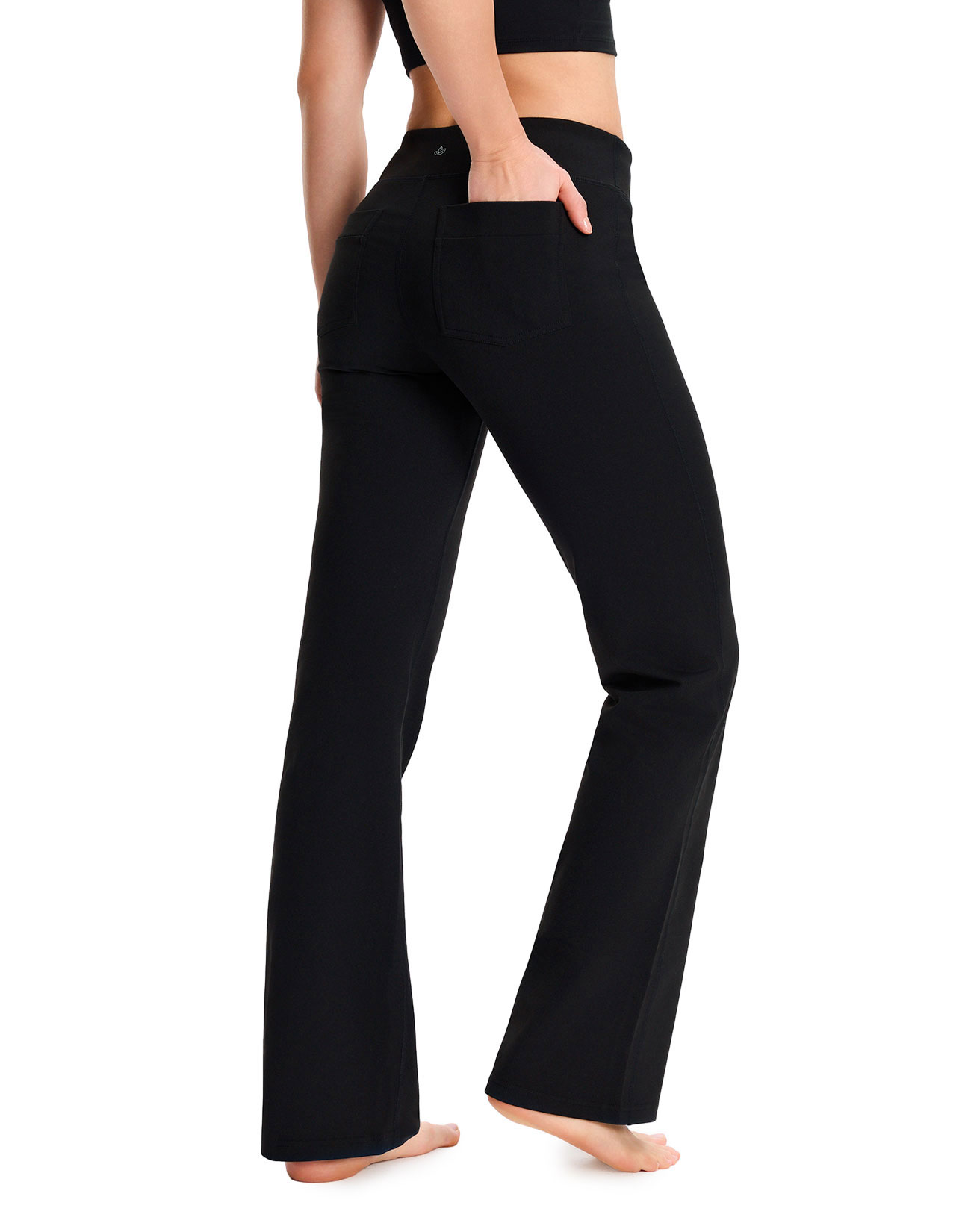 Essential Bootcut Yoga Pants, Back Pockets (Black)