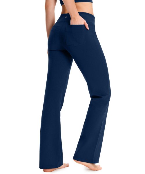 Essential Bootcut Yoga Pants, Back Pockets (Navy Blue)