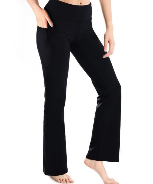 Essential Bootcut Yoga Pants, Side Pockets (Black)