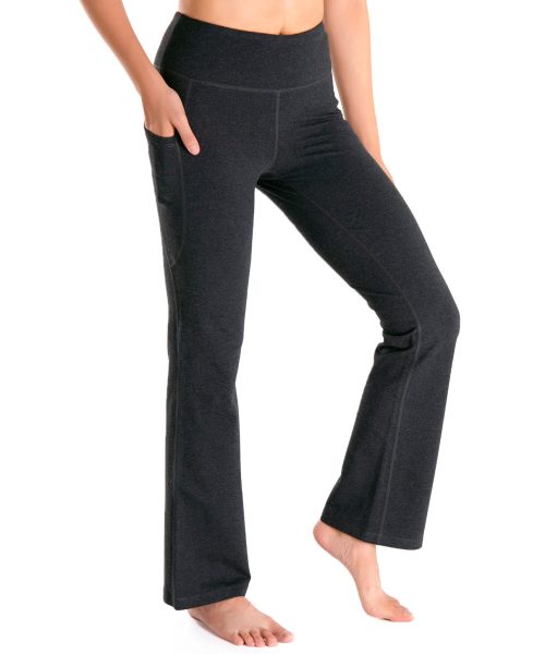 Essential Bootcut Yoga Pants, Side Pockets (Charcoal)