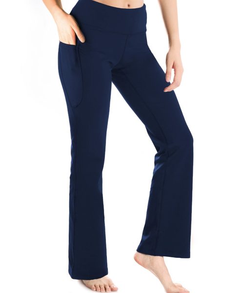 Essential Bootcut Yoga Pants, Side Pockets (Navy Blue)