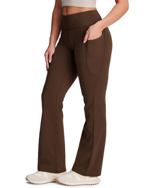 Essential Bootcut Yoga Pants, Side Pockets (Brown)